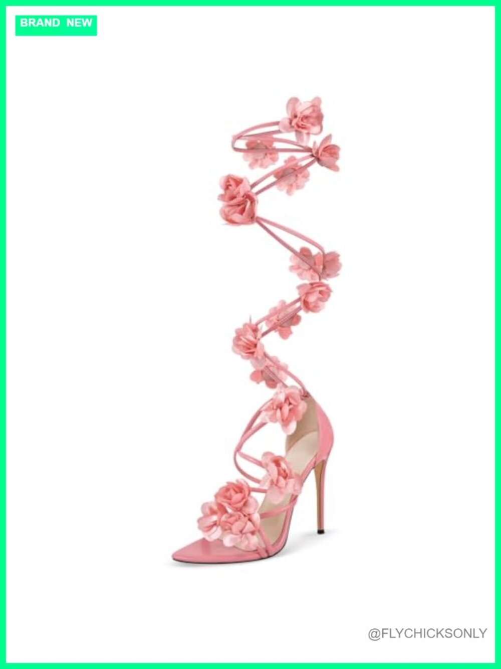 Floral Wrap Knee High Gladiator Sandals Stiletto Pointed Toe Heeled Sandals